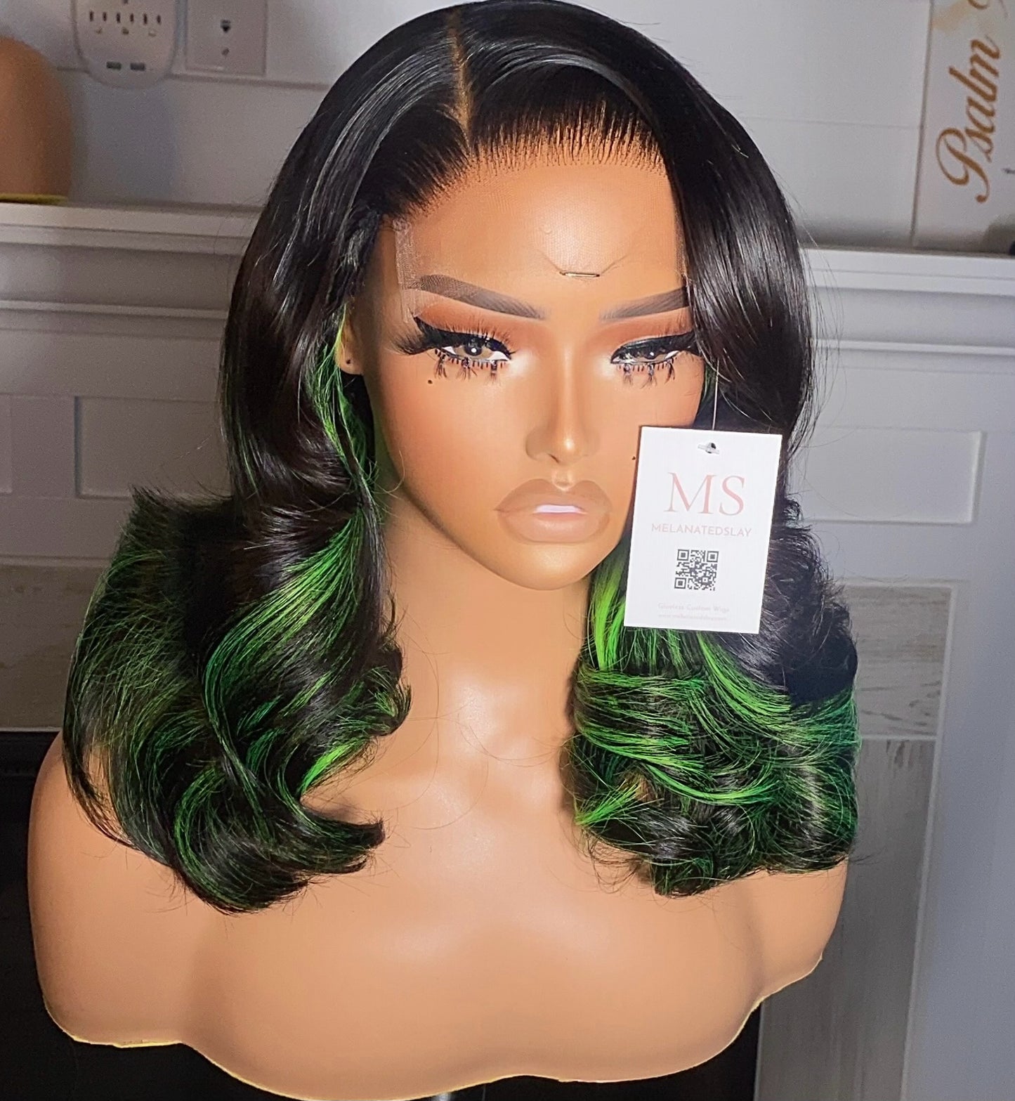 Black x Lime Wig Wig "Raw Hair"