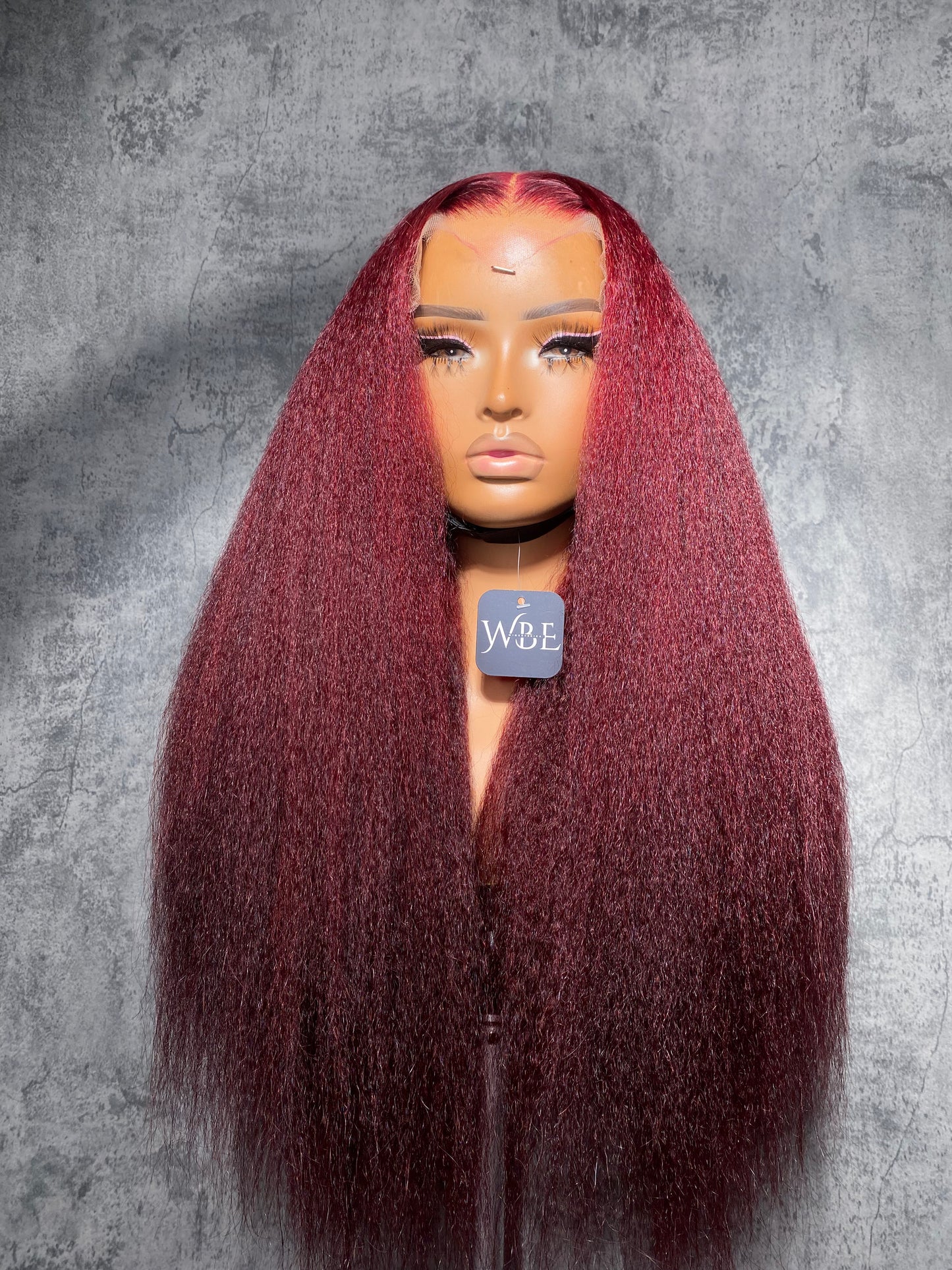 Burgundy Kinky Straight Wig