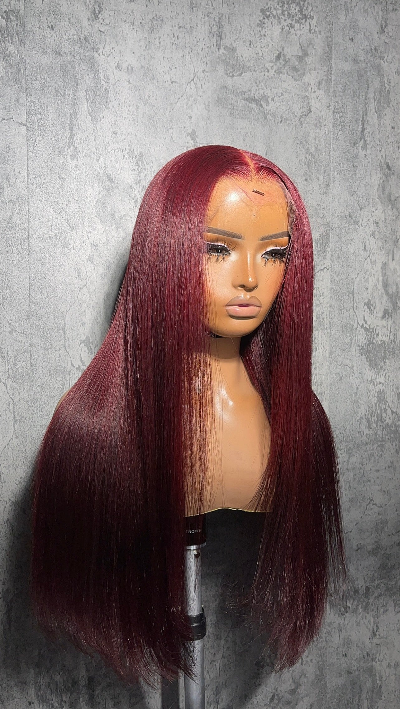 Silk Pressed Burgundy Kinky Straight Wig