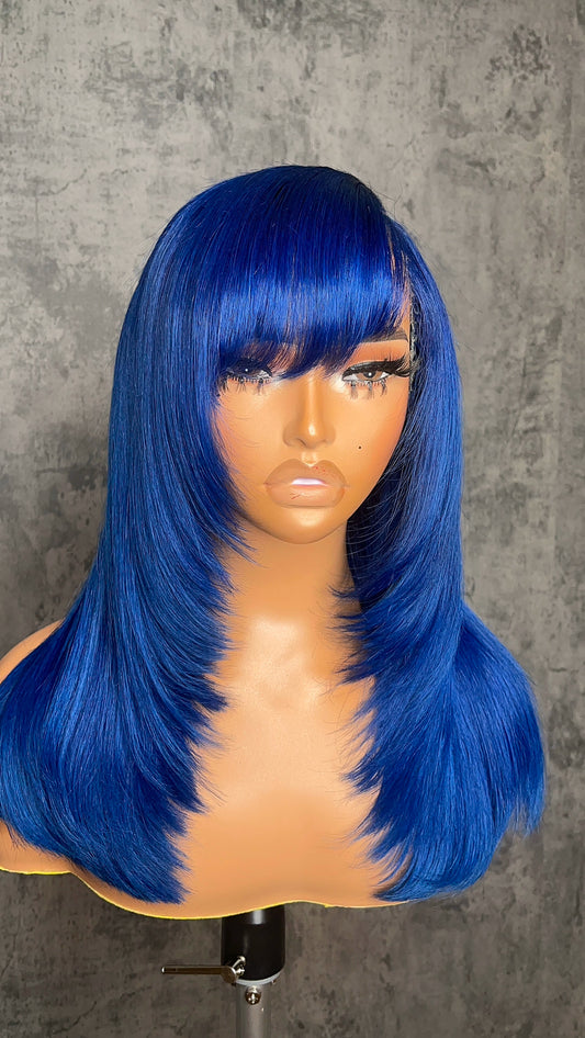 Blue Swoop Side Part