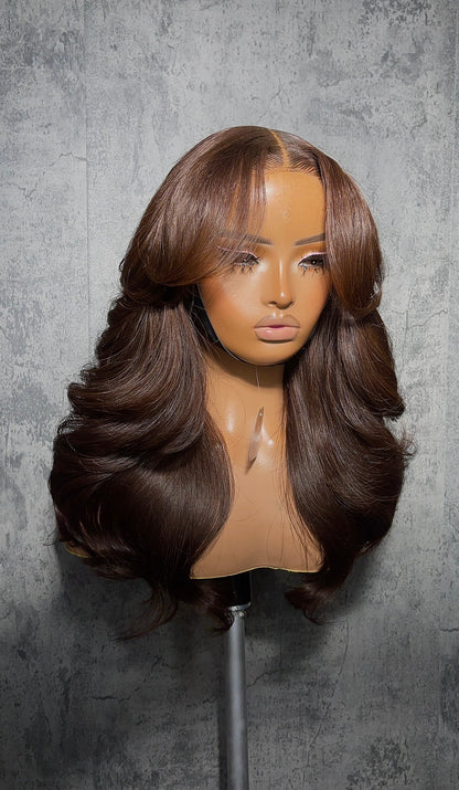 Curtain Bangs in Cinnamon Brown