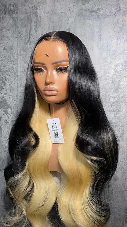 Peekaboo Blonde w/ Jet Black Wig