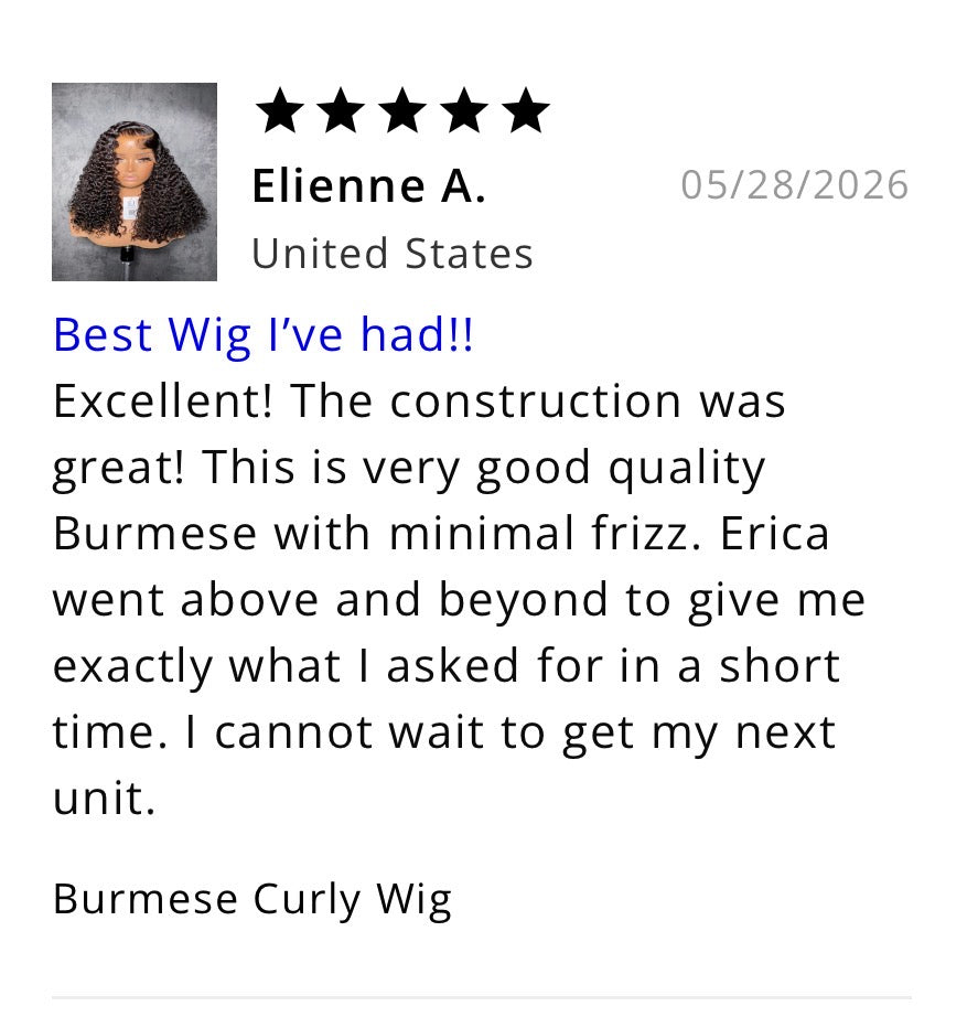 Burmese Curly Bangs Closure Wig