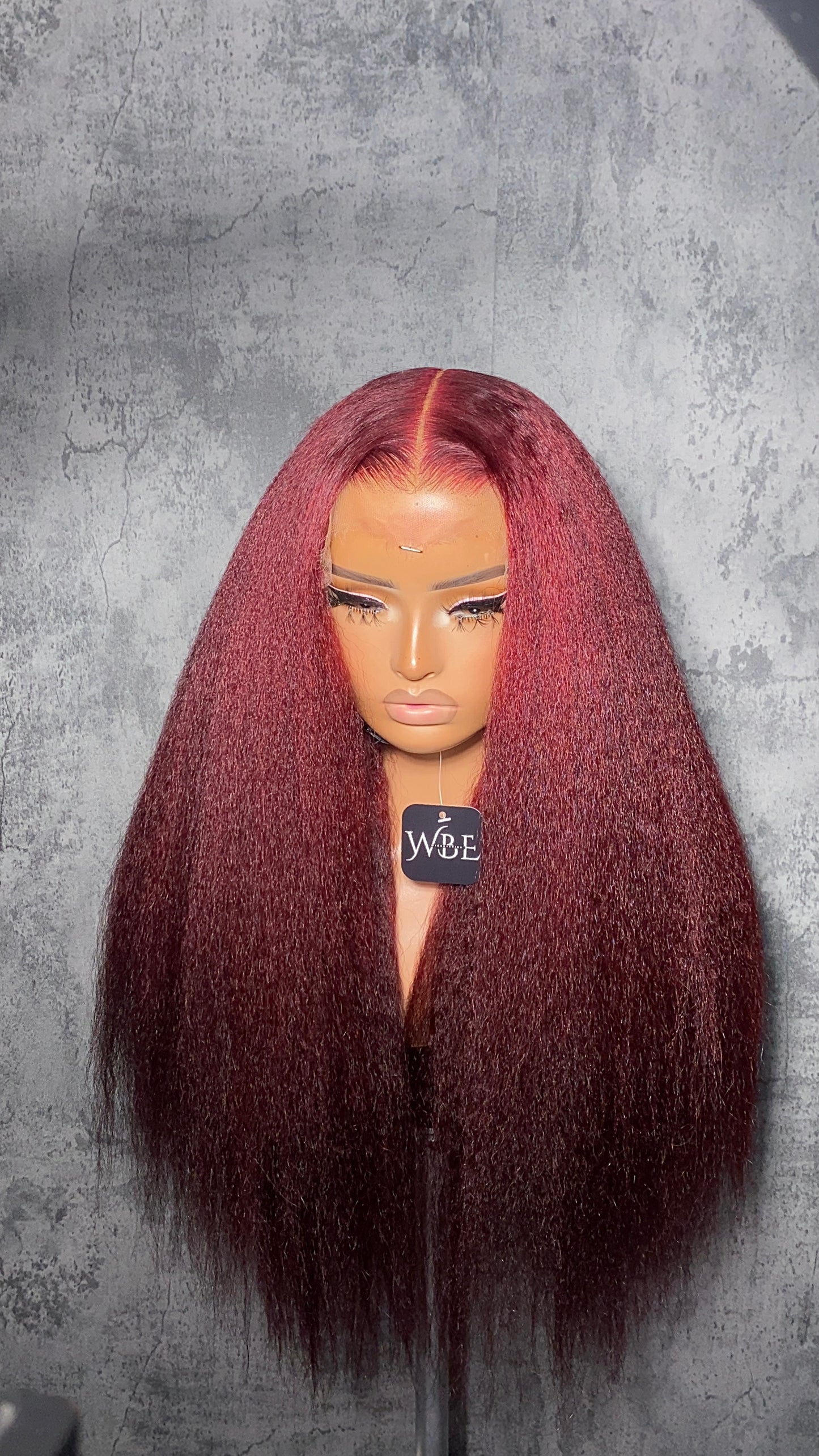 Burgundy Kinky Straight Wig