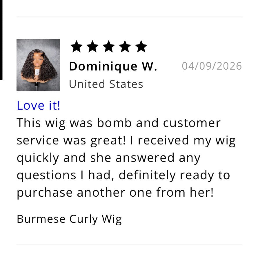 Burmese Curly Bangs Closure Wig