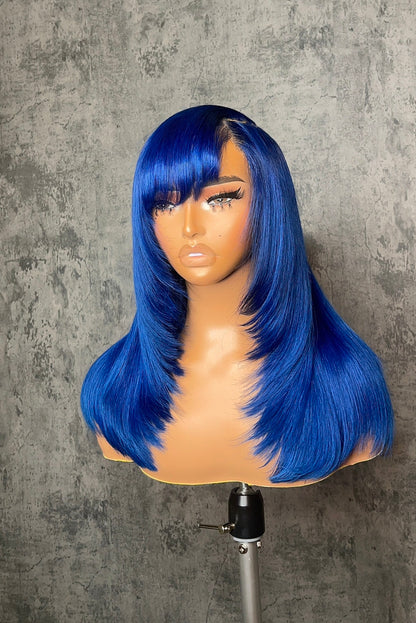 Blue Swoop Side Part