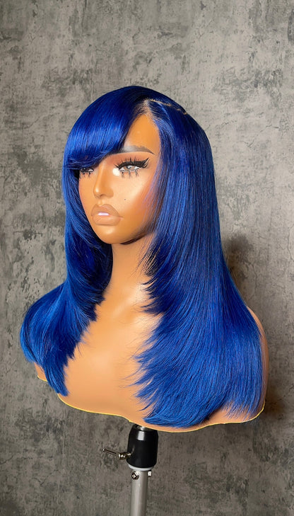 Blue Swoop Side Part