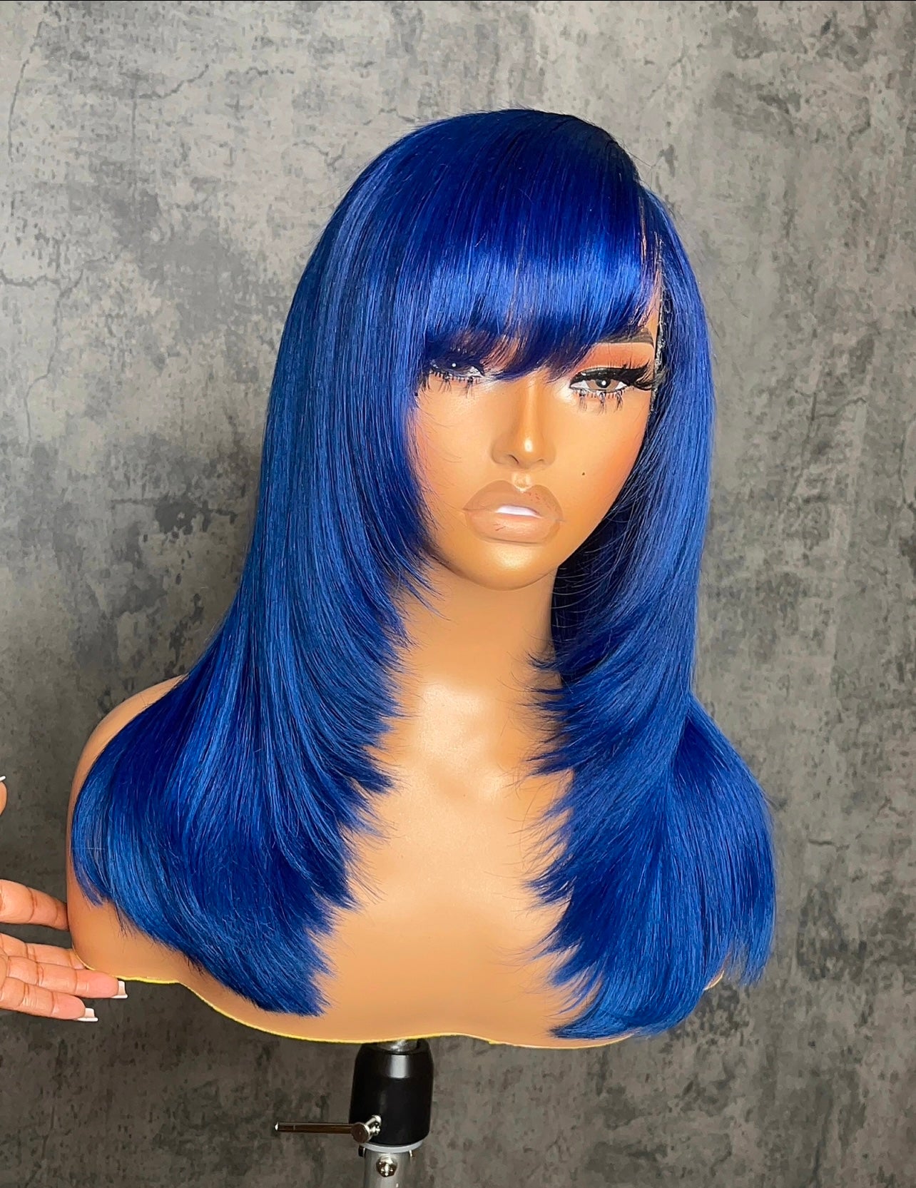 Blue Swoop Side Part