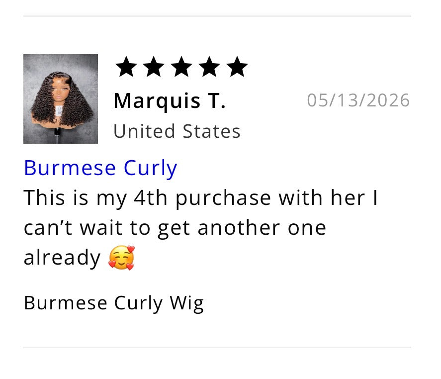 Burmese Curly Bangs Closure Wig