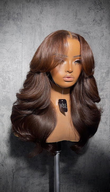 Curtain Bangs in Cinnamon Brown