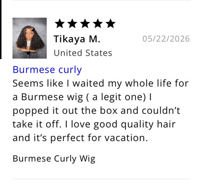Burmese Curly Bangs Closure Wig