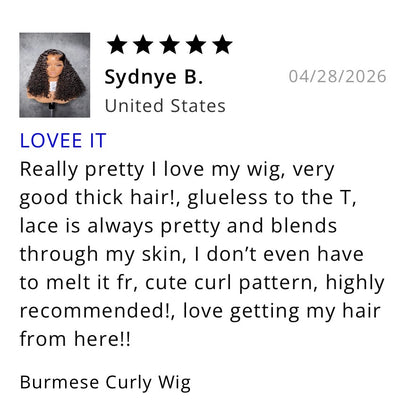 Burmese Curly Bangs Closure Wig