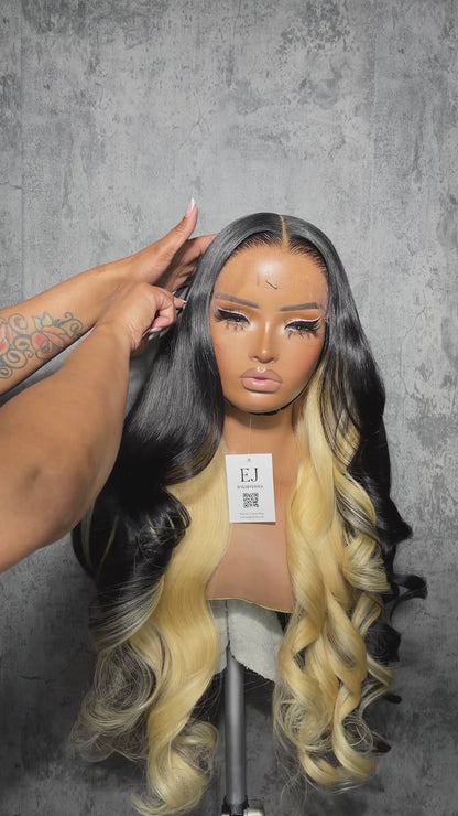 Peekaboo Blonde w/ Jet Black Wig